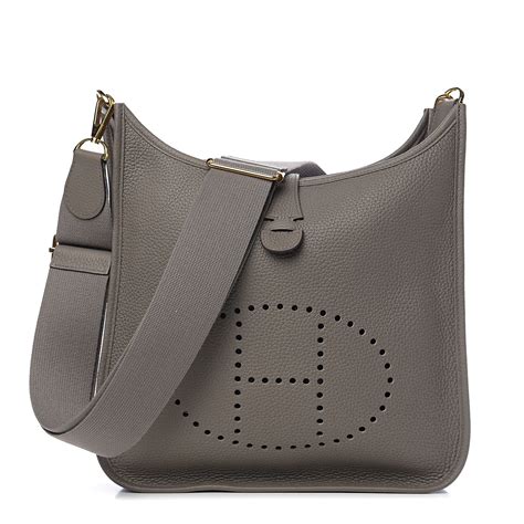 hermes taurillon clemence evelyne iii pm etain